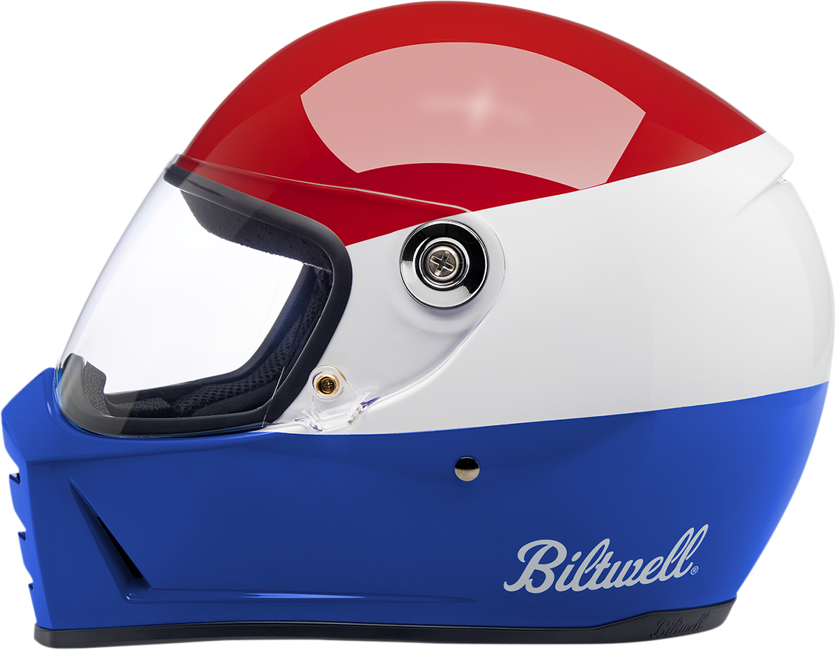 Biltwell Lane Splitter Helmet - Gloss Podium Red/White/Blue (Large)
