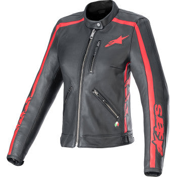Alpinestars - Stella Dyno Leather Jacket (Black/Haute Red - XL)