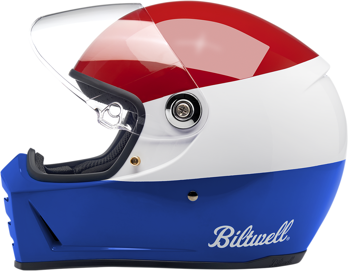 Biltwell Lane Splitter Helmet - Gloss Podium Red/White/Blue (Large)