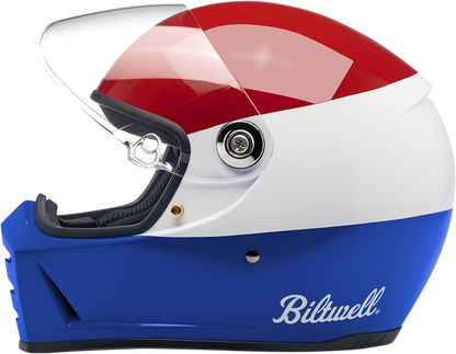 Biltwell Lane Splitter Helmet - Gloss Podium Red/White/Blue (Large)