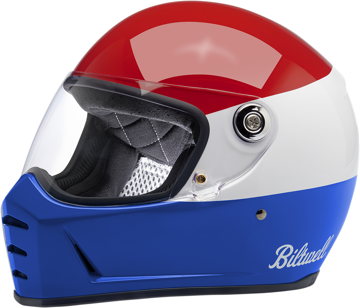 Biltwell Lane Splitter Helmet - Gloss Podium Red/White/Blue (Large)