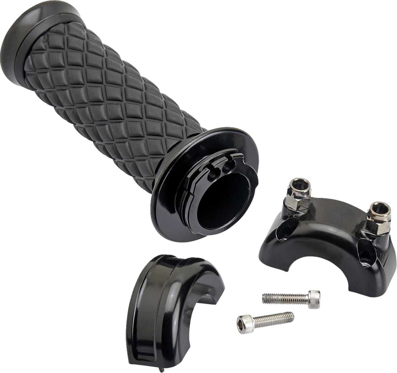 Biltwell - AlumiCore 1"  Custom Grips w/ 2-Cable Throttle - Black Electroplate