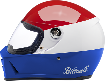 Biltwell Lane Splitter Helmet - Gloss Podium Red/White/Blue (Large)