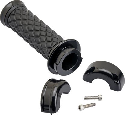 Biltwell - AlumiCore 1"  Custom Grips w/ 2-Cable Throttle - Black Electroplate