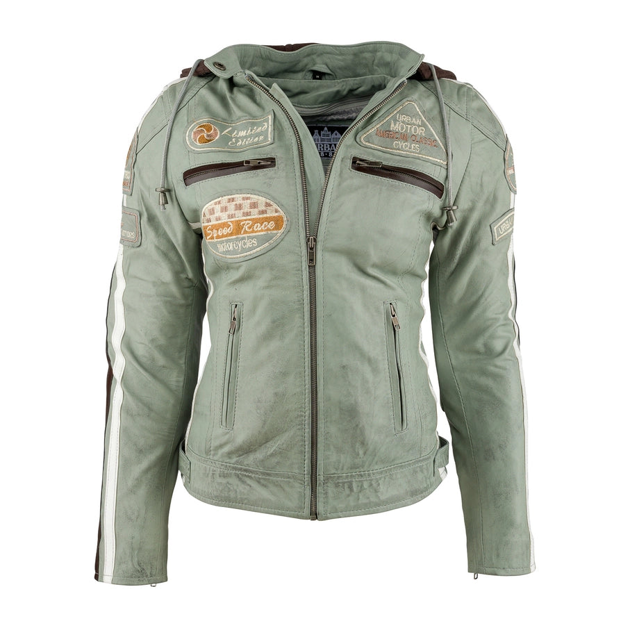 Urban Leather 58 dames motorjas met beschermers, grote breaker, maat 3XL Urban Leather 58 dames motorjas met beschermers, grote breaker, maat 3XL